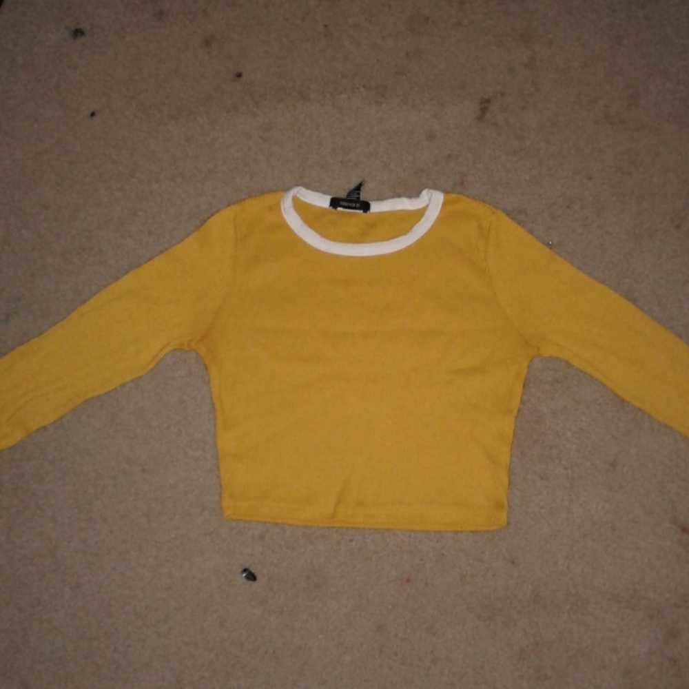 Yellow Long Sleeve Crop Top